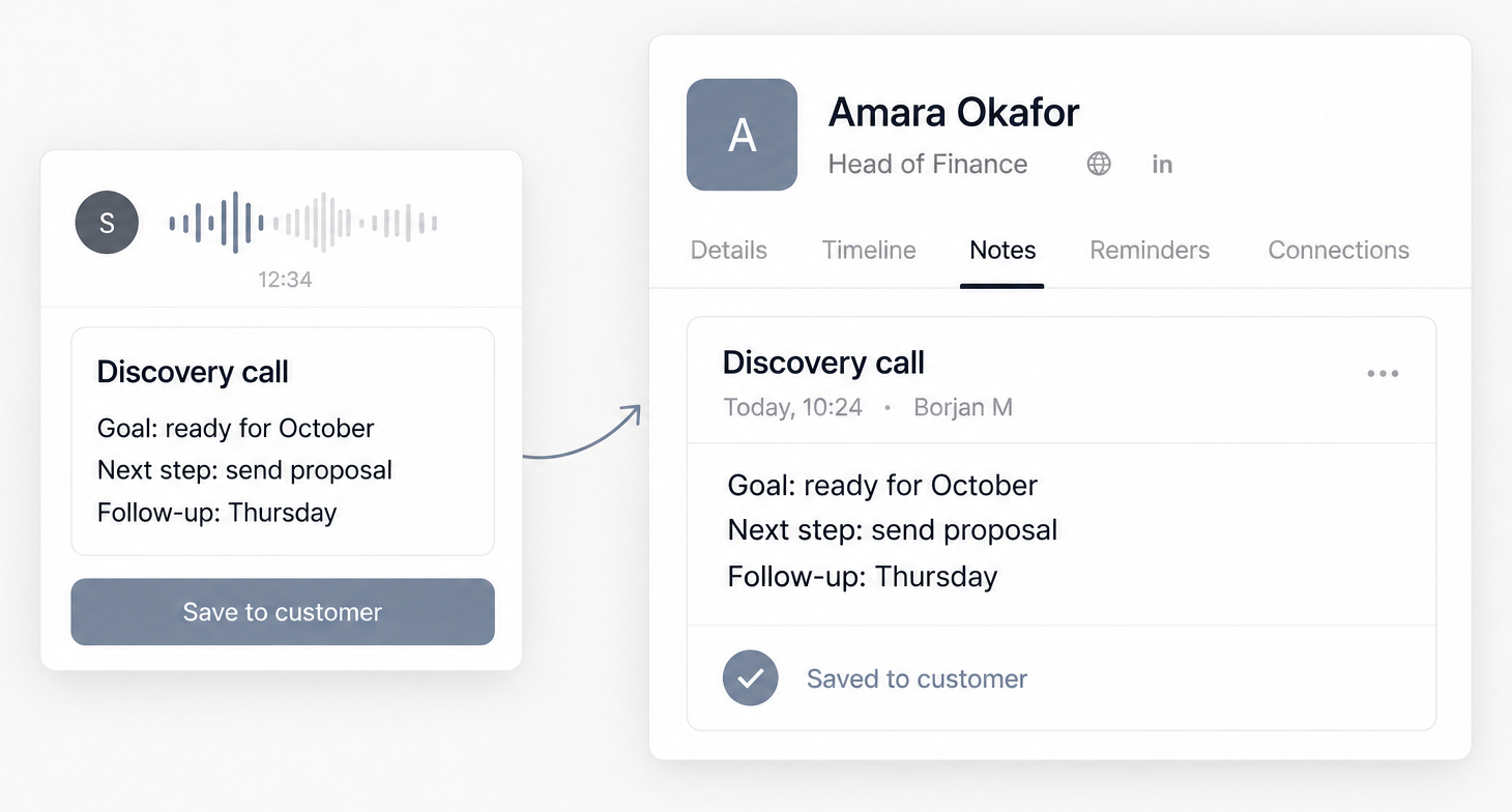 An editable SoftSync meeting summary with decisions and next steps